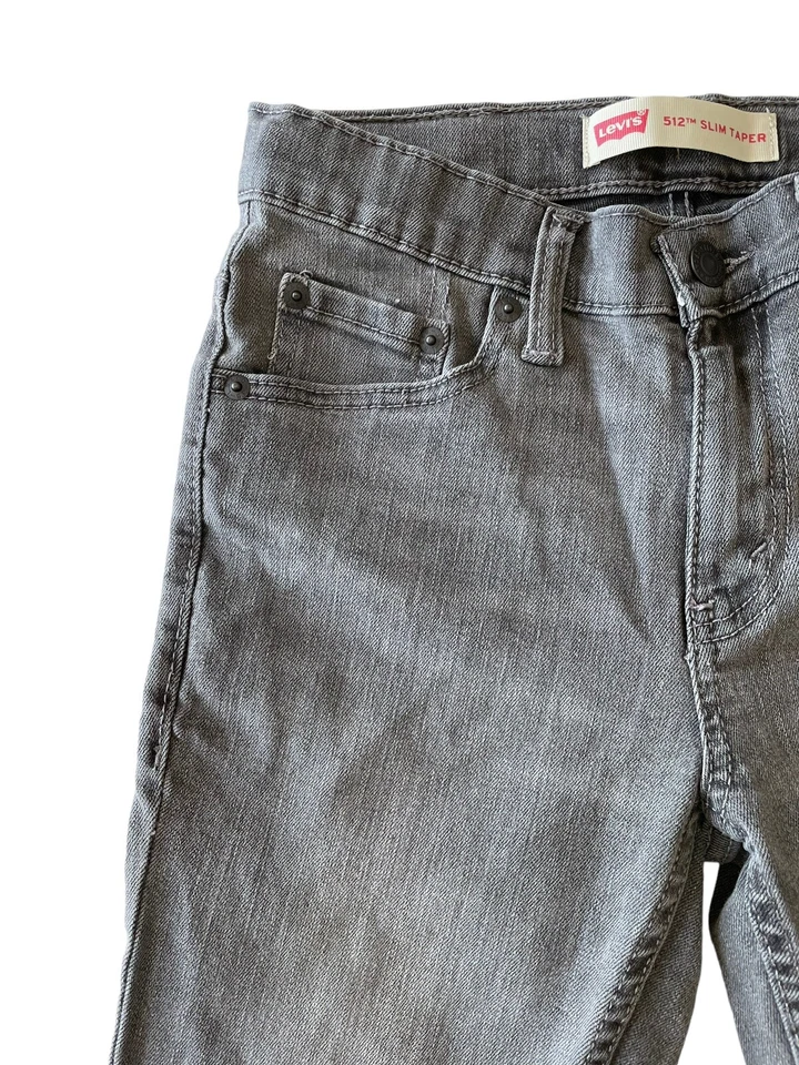 Levi’s Strauss 512 Jeans Slim Tapered Skinny Boys Gray Size 26x26 Good Condition - Image 3 of 4