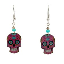 Day Of The Dead Sugar Skull Dangle Earring