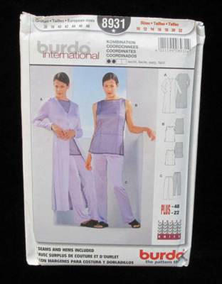 Dress Shirt Pants Sewing Pattern Size 10 12 14 16 18 20 22 Misses Burda 8931