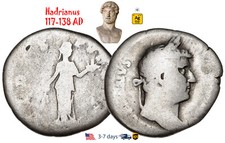 Ancient Roman Empire Coin Silver Denarius Hadrian 117 - 138 AD Authentic #23414