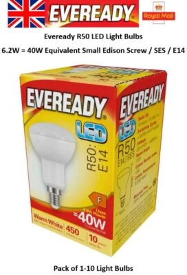 EVEREADY 6.2W = 40 Watt LED R50 Small Edison Screw Reflector Spotlight Bulb Warm White