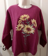 VINTAGE LADIES PURPLE SWEATSHIRT WITH SUNFLOWERS - SIZE M/L