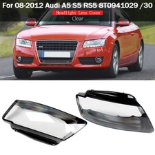 Front Headlight Headlamp Cover Lens Clear Fit For Audi A5 S5 RS5 2008-2012 Pair