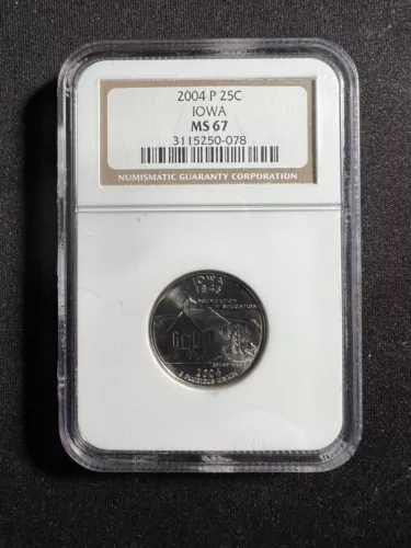 2004-P 25C Iowa State Quarter NGC MS 67