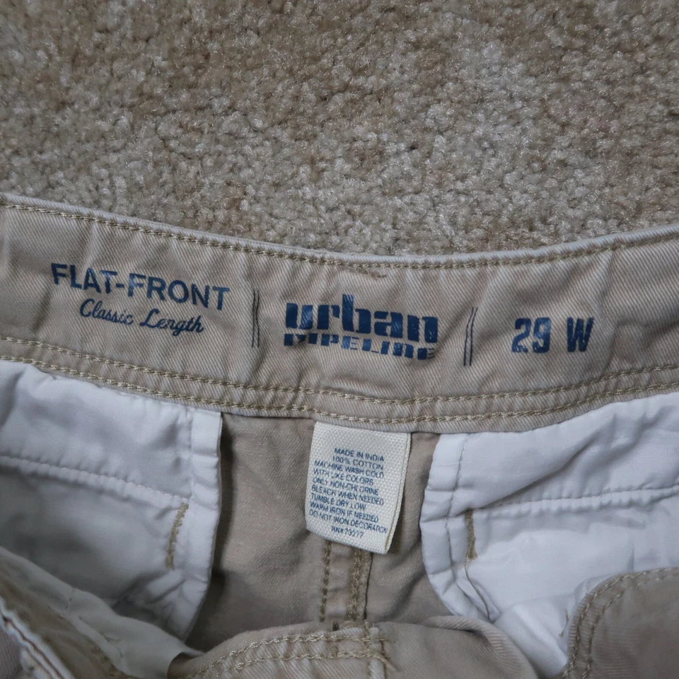 Urban Pipeline Chino 短裤男式 29 米色平前经典长度 11 英寸内缝 — 第 2/4 张图片