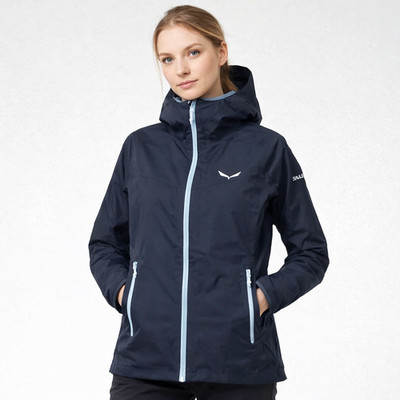 Salewa Jacket Womens Large Navy Puez Aqua 3 Powertex Waterproof Hooded Hiking