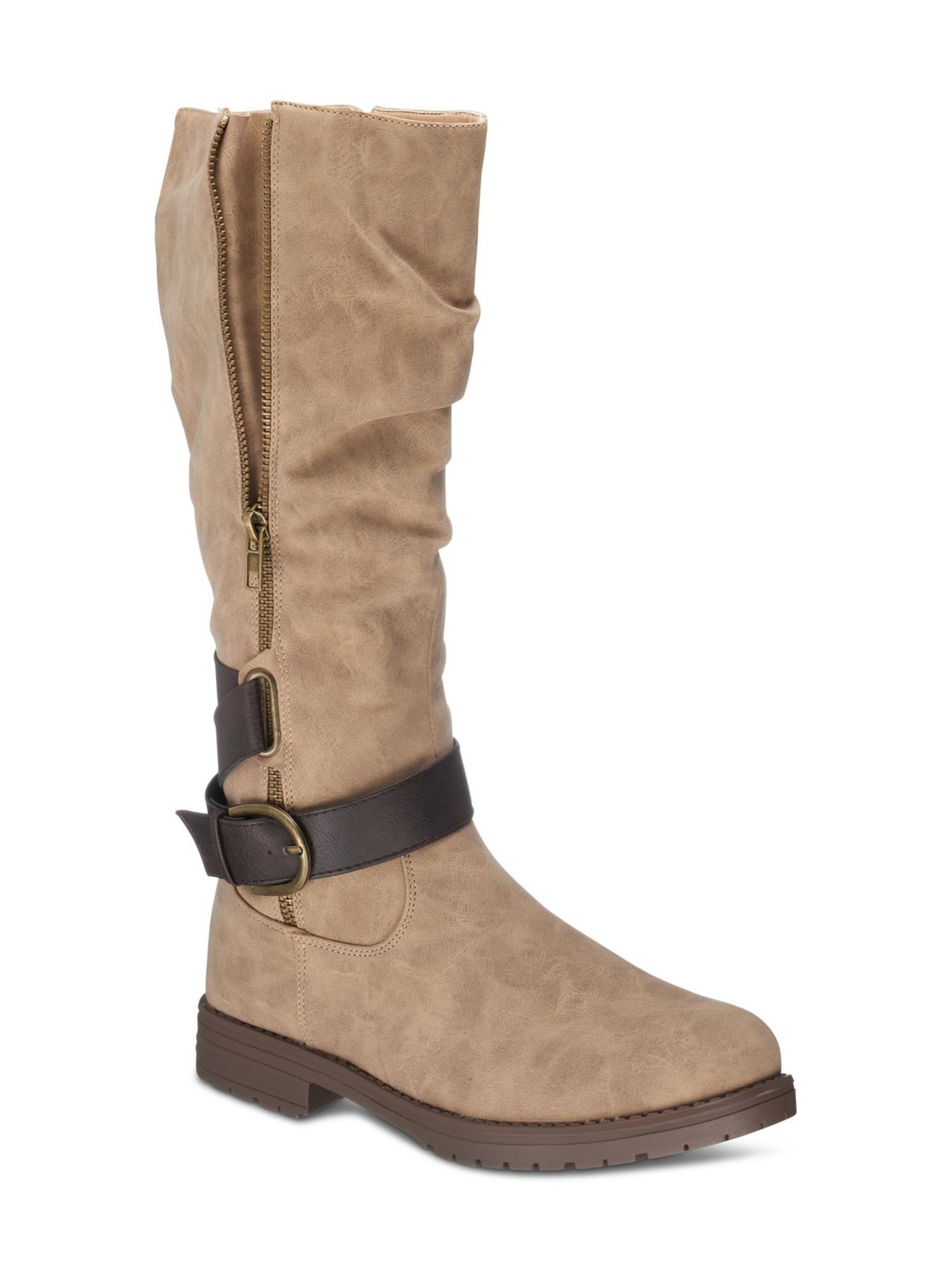 G.C. Shoes Womens Taupe Beige Dagny Round Toe Zip Up Riding Boot Size 6