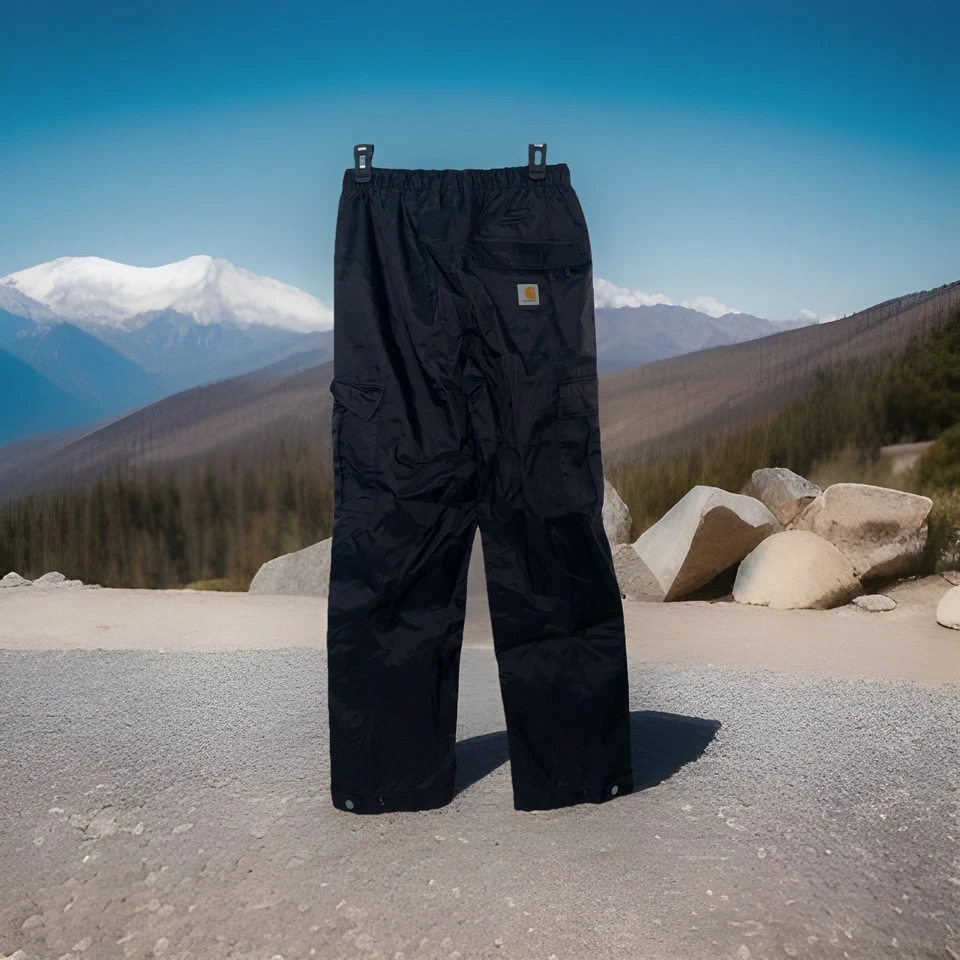 Pantalones Carhartt Storm Defender Para Hombre Pequeños Calce Relajado Carga Impermeables Negros Foto 2 de 4