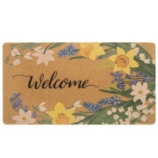 Spring Iris Floral Welcome Doormat Indoor Outdoor Entrance Decor Yellow Lily
