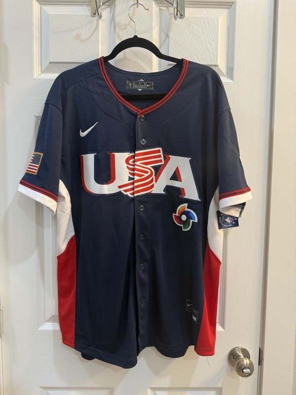 Men’s USA Baseball Nike 2026 World Baseball Classic Road Stadium Jersey Navy L