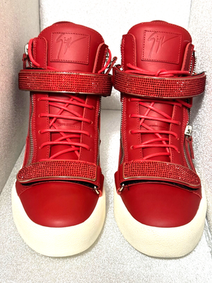 G*a様 Giuseppe Zanotti メンズ42 レッド　ハイカット 💎 GIUSEPPE ZANOTTI SNEAKERS RED WITH CRYSTAL SIZE 44 US 11 W BOX
