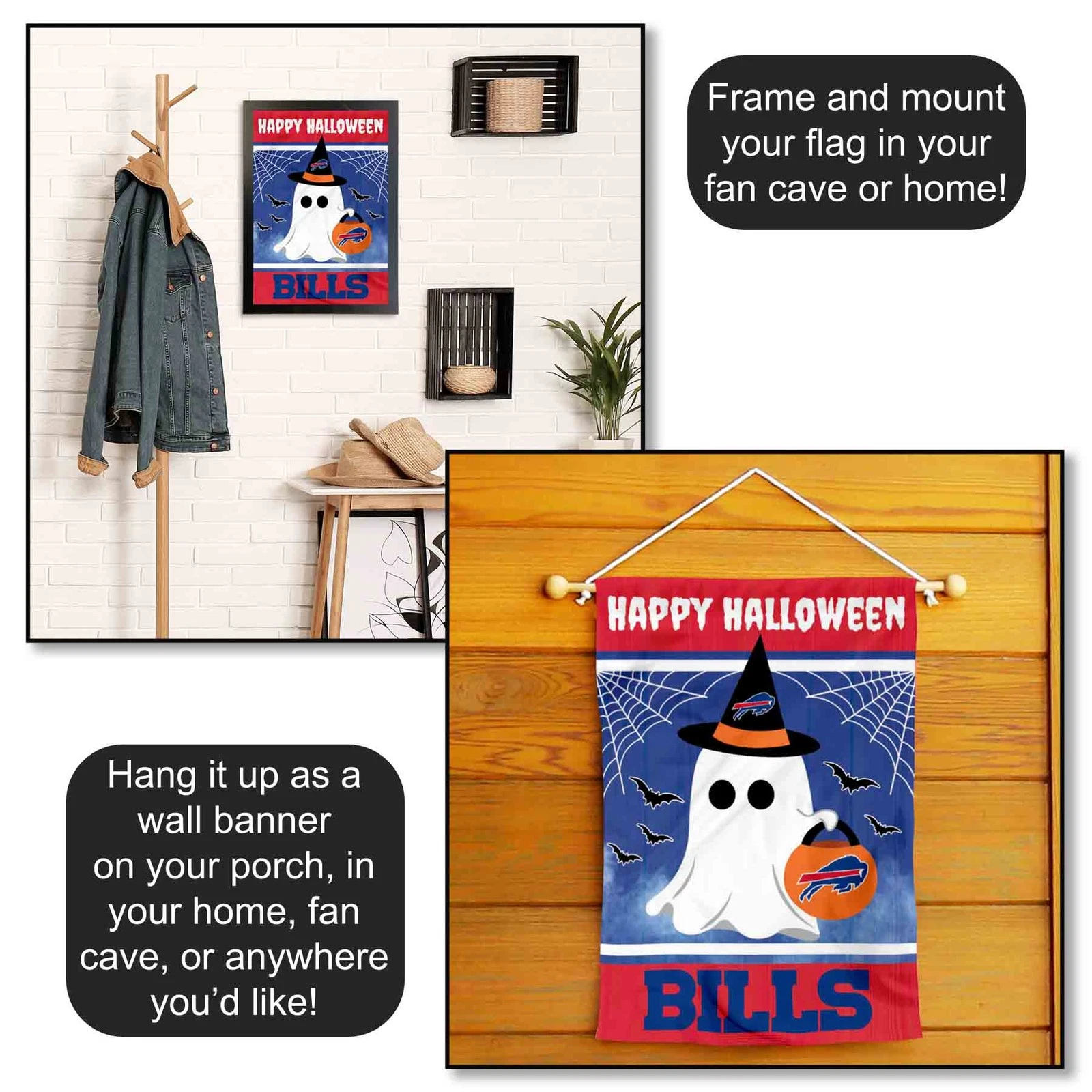 Buffalo Bills Happy Halloween  Garden Yard Banner Flag