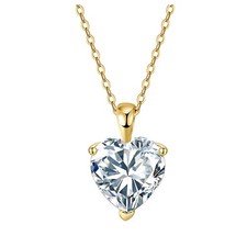 Heart Solitaire Necklace for Women Sterling Silver 3Ct 8A Cubic Zirconia Pend...