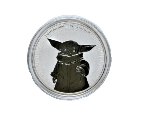 2021 "Baby Yoda" Grogu Star Wars 1 oz .999 Silver BU Round Disney $2 coin