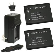 Replacement for Samsung BP70A Battery 2-Pack, 1000mAh and Charger