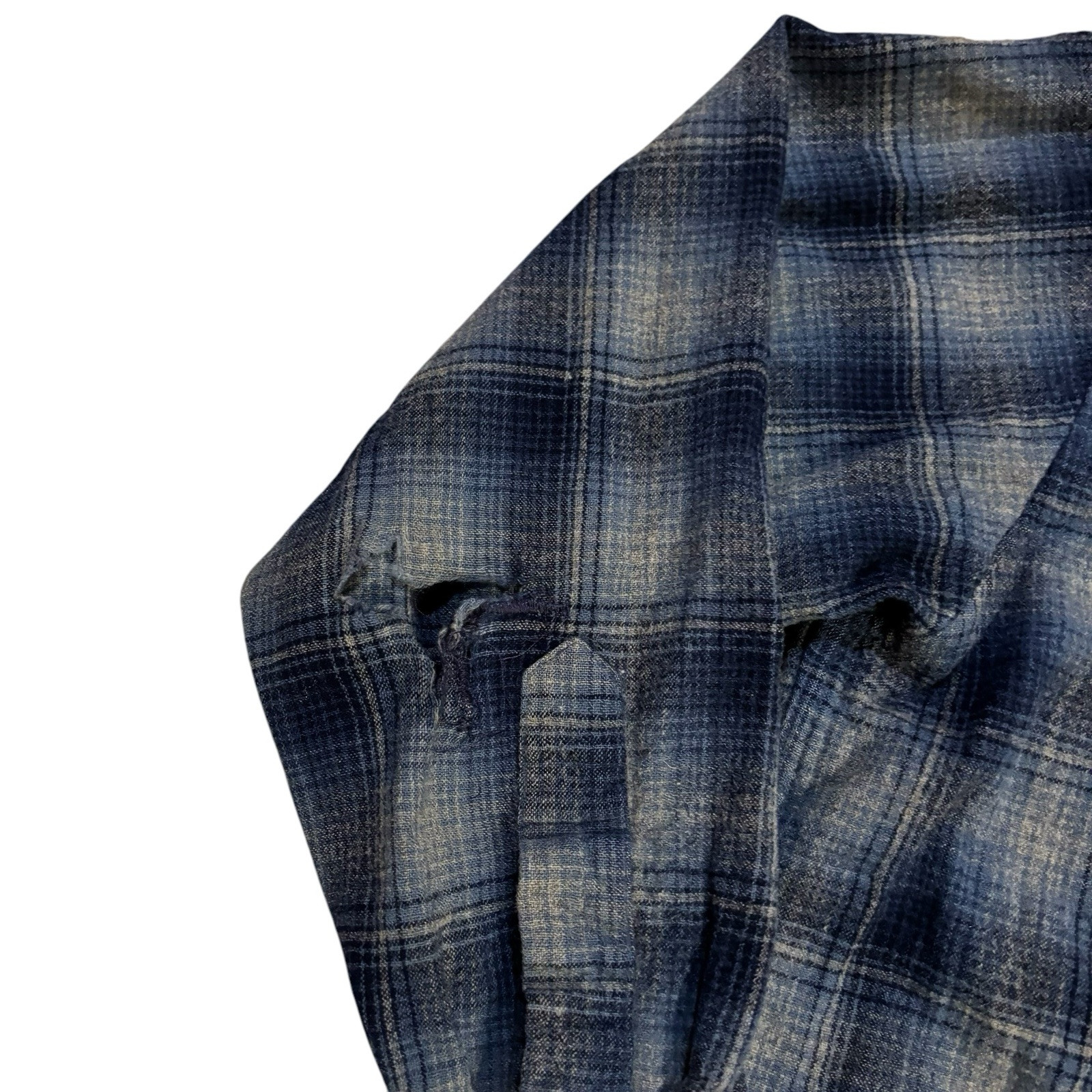 Pendleton Button Down Wool Shirt Blue Grey Plaid … - image 3