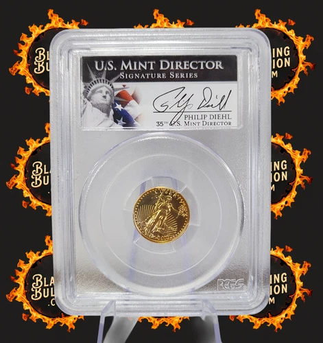 2013 Gold American Eagle $5 PCGS MS70 Philip Diehl Autograph Label
