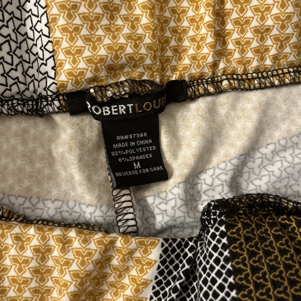 Pantalones Robert Louis Mujer M Dorado/Marrón Patrón Pierna Ancha con Paquetes Foto 4 de 4