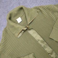 VARLEY Ribbed Knit Full Zip Cardigan Jacket Olive Green Cotton Size Large