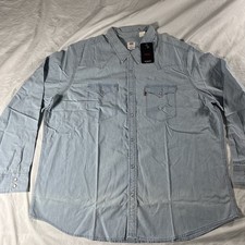 Levi's Men's The Western Light Blue Pearl Snap Button Down Shirt Size XXL NWT