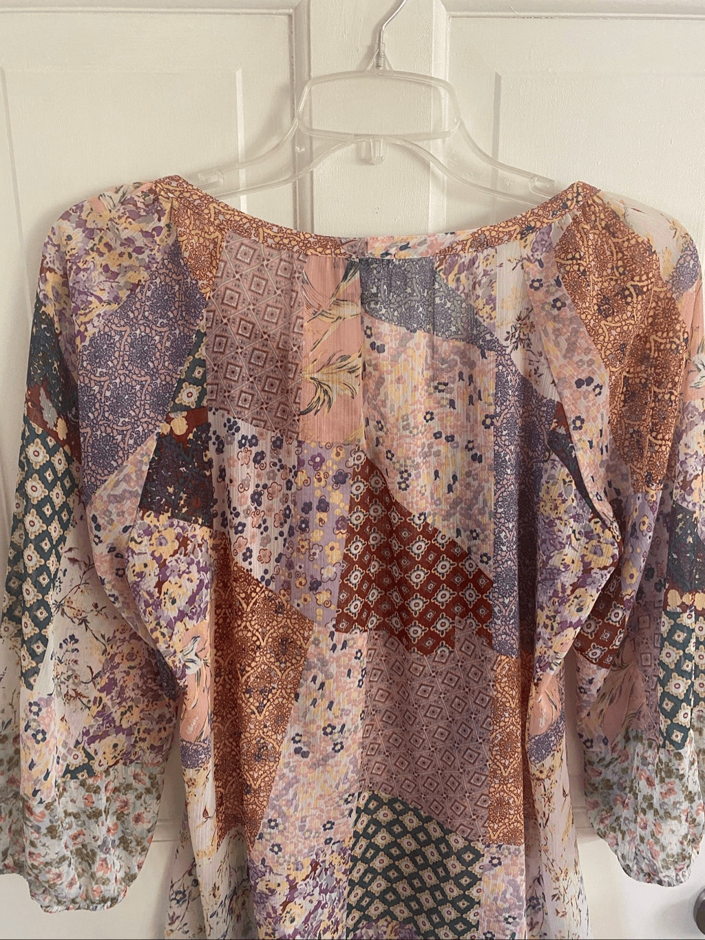 New Directions sheer boho patchwork print blouse … - image 7