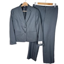 Edwards Signature Women's Gray Woven Suit Jacket Size 6R Pants Size 4 31