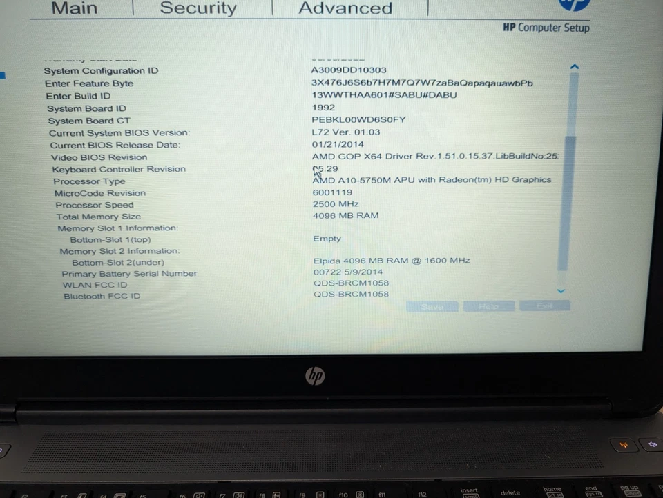 HP ProBook 655 G1 - AMD A10-5750M Radeon - 4GB Ram - No Storage - Image 2 of 4