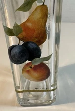 Glass oil and vinegar bottle with fruit motif by Annie LaPoint