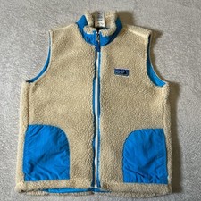 Patagonia Retro X Fleece Vest Kids Boys Girls Size Large Blue Sherpa Full Zip
