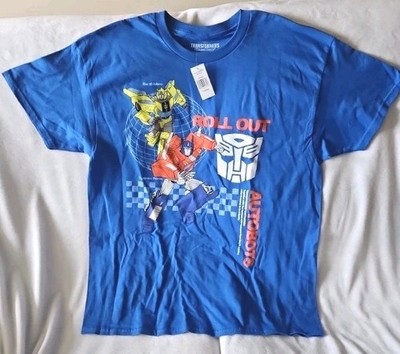 MEN'S TSHIRT: Transformers Autobots Roll Out Optimus Prime Bumblebee Blue XL NWT