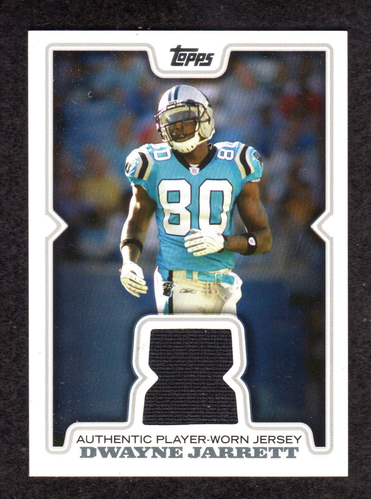 2008 Topps Authentic Player-Worn Jersey R-DJ Dwayne Jarrett Panthers ROOKIE Card