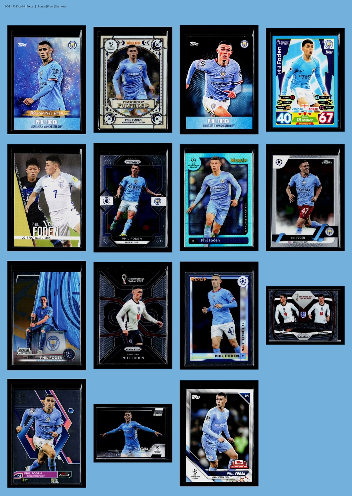 ⚽ Phil Foden ROOKIE Soccer Lot (15) Manchester City No Dups Parallel NM England
