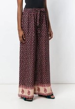 Zimmermann Women's Jaya Printed Wide-Leg Dress Pants Linen Size 1