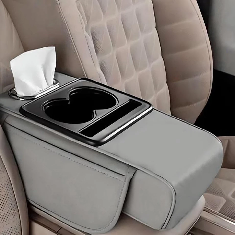 Car Armrest Cover Cushion Car Center Console Armrest Pillow With 2 Cup Holder Foto 2 de 4