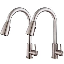 Brushed Nickel Kitchen Faucet Sink Mixer Faucet Pull Down Sprayer Single Handle  