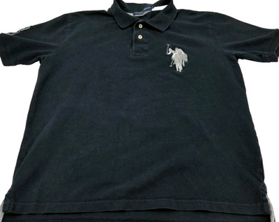 Vintage US Polo Assn. Shirt Men's L Black Big Pony Logo Short Sleeve Preppy
