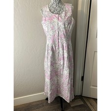 Chadwicks Sleeveless Midi Dress Womens 12 Pink White Floral Spring Summer Style