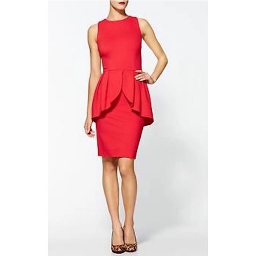 ERIN by Erin Fetherston Peplum Dress Womens 8 Red Sleeveless Petal Sheath New