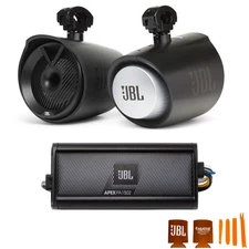 JBL MT8HLB 8" 2-way Marine Tower Speaker with 1" Tweeter – Black & JBL 2 Ch. Amp