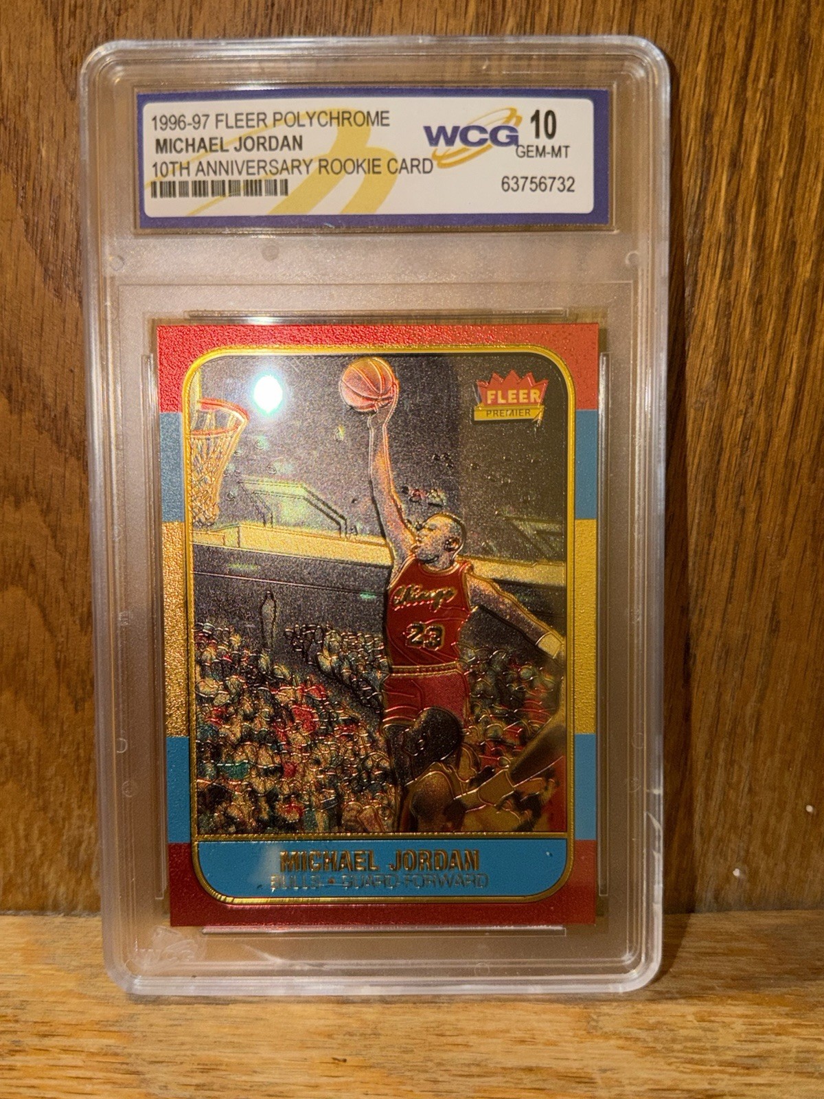 1996 MICHAEL JORDAN 👑 FLEER 10TH ANNIVERSARY "BRUSHED GOLD" ROOKIE CARD!  10 🔥 view 6