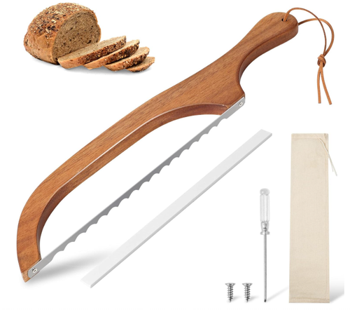 15.7 in Serrated Bread Slicer, Sourdough Bread Knife, Stainless Steel Bow Knife - Picture 1 of 12