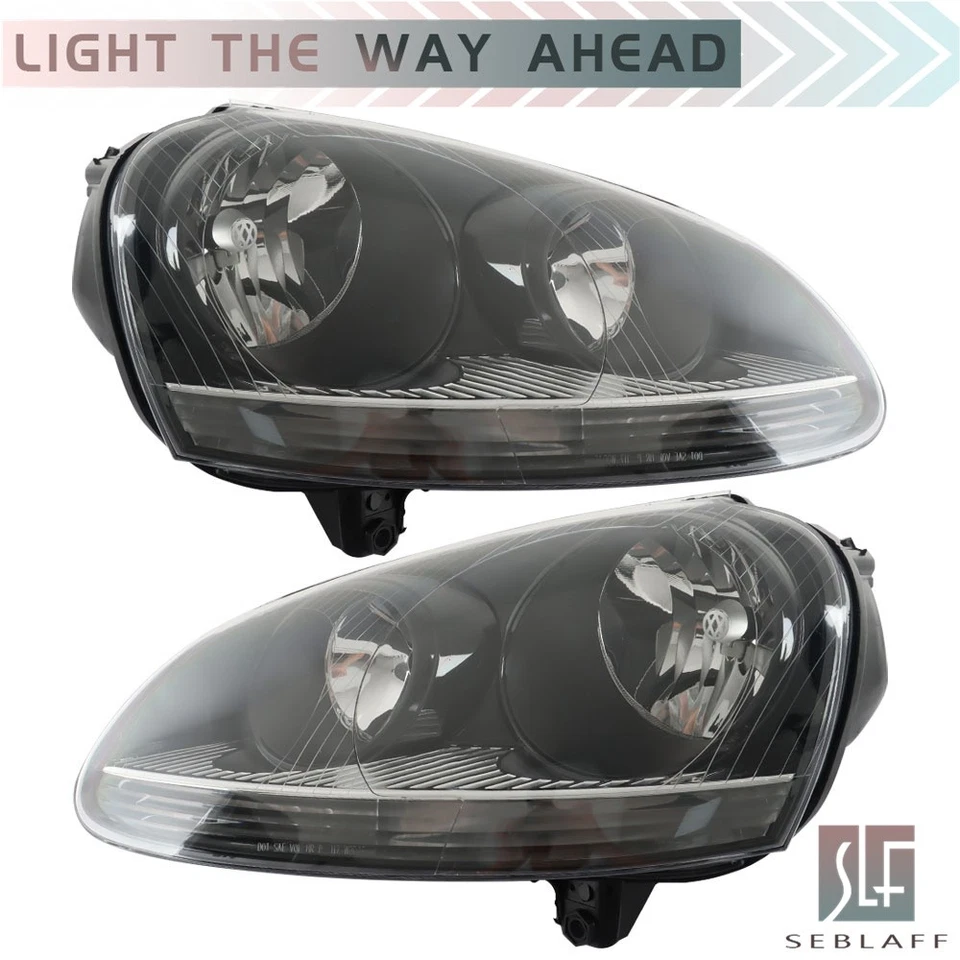 Black For Volkswagen Jetta MK5 2006 2007 2008 2009 Headlights 06-09 Headlamp - Image 2 of 4