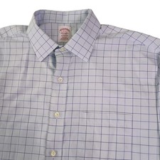 Brooks Brothers Madison Dress Shirt 17-33 Blue Windowpane Non-iron Supima Cotton