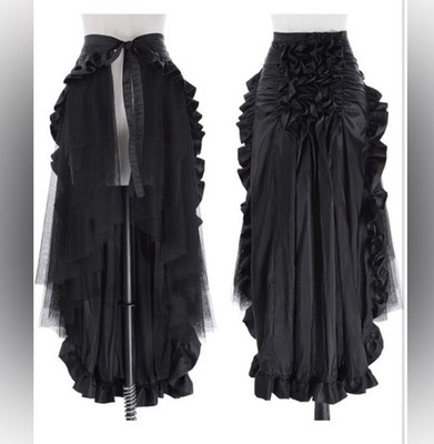 Belle Poque Skirt Womens Large Steampunk Gothic Victorian Ruffle Wrap Black NWT