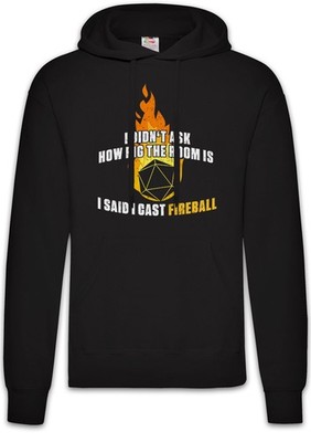 RPG Fireball Herren Hoodie Role Play Playing Game Pen Paper Retro Dice Würfel