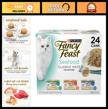 Grain-Free Seafood Pate Wet Cat Food Variety Pack - 24 Cans, 3 oz Each