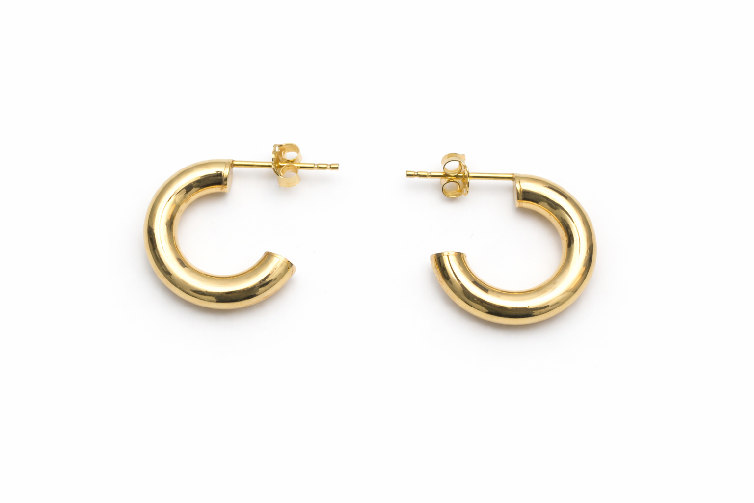 14K Yellow Gold Hoop Earrings 17.8mm Polished Round Hoops 1.7g Women’s E3