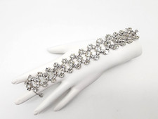 STERLING SILVER VINTAGE MARKED LIND-GAL RHINESTONE BRACELET 32.8 GR & SAFETY CH.