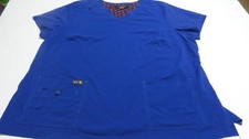 Koi Basics Scrub Top Royal Blue Sz 3x 95 Poly 5 Spandex Front Pockets Vee Neck