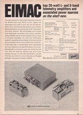 EIMAC 1966 Vintage Print Ad 20-Watt Telemetry Amplifiers Electronics